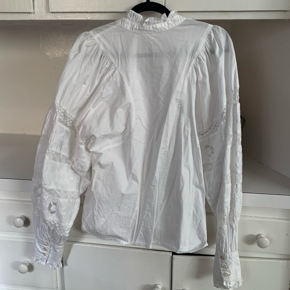 White Ruffled Button-Up Blouse - Picture 7 of 7